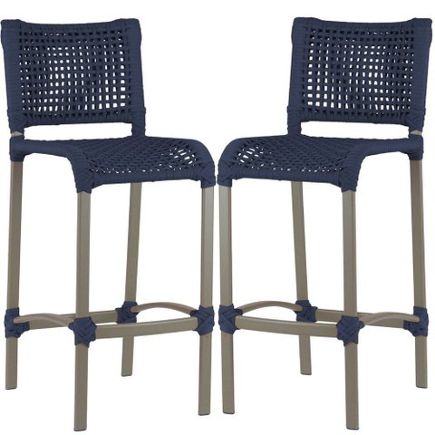2 Banquetas Haiti em Corda Náutica Alumínio Balcão Edícula Trama Original