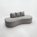 Ver imagem 1 de Sofá Tóquio Puff Orgânico Suede 200cm com 3 Almofadas Design Curvo Luxo para Sala e Recepção:Cinza