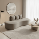 Ver imagem 3 de Sofá Tóquio Puff Orgânico Suede 200cm com 3 Almofadas Design Curvo Luxo para Sala e Recepção:Cinza