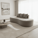 Ver imagem 5 de Sofá Tóquio Puff Orgânico Suede 200cm com 3 Almofadas Design Curvo Luxo para Sala e Recepção:Cinza