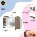 Ver imagem 3 de Berço Mini-cama Quarto para Bebê 2 em 1 - Bala de Menta - Rústico / Branco