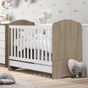 Ver imagem 1 de Berço Mini-cama Quarto para Bebê 2 em 1 - Bala de Menta - Rústico / Branco