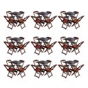 Ver imagem 1 de Kit 9 Jogos de Mesa Dobravel com 4 Cadeiras de Madeira 70x70 para Restaurante e Bar - Imbuia
