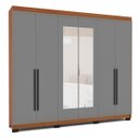 Ver imagem 2 de Roupeiro Casal Valência 6 Portas com Espelho 242x214cm Freijó/Cinza 240852