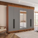 Ver imagem 1 de Roupeiro Casal Valência 6 Portas com Espelho 242x214cm Freijó/Cinza 240852