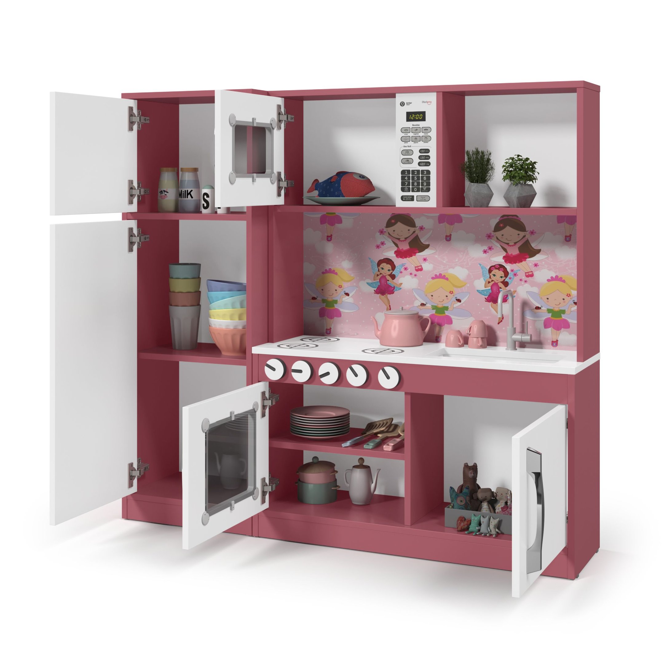 Cozinha Completa Brinquedo Infantil Refrigerador Diana:branco/rosa - 4