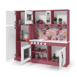 Cozinha Completa Brinquedo Infantil Refrigerador Diana:branco/rosa - 4