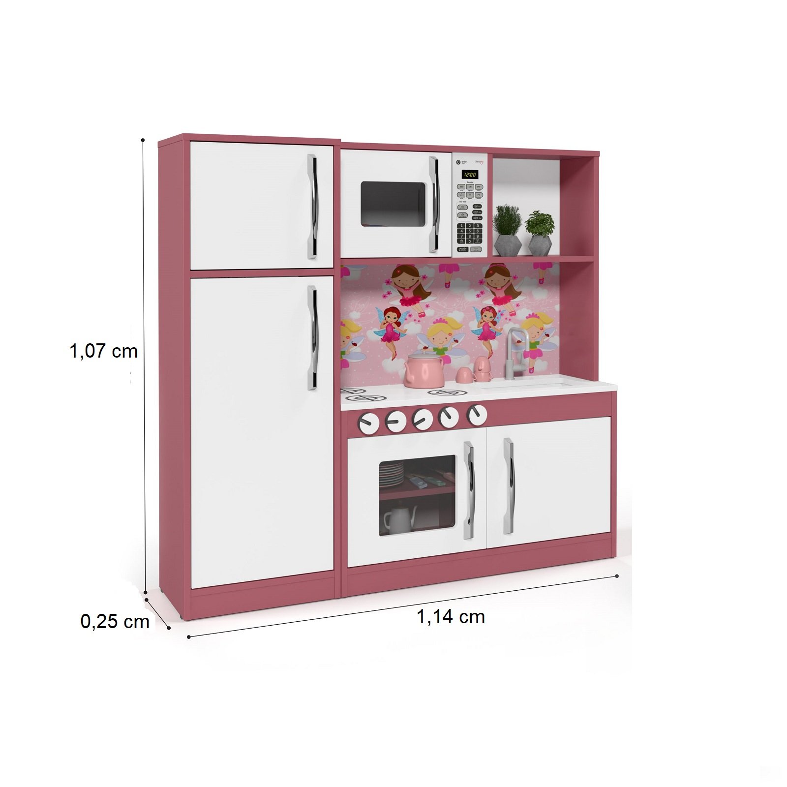 Cozinha Completa Brinquedo Infantil Refrigerador Diana:branco/rosa - 6