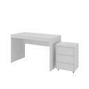 Ver imagem 3 de Conjunto Escrivaninha Office Mesa 120cm e Gaveteiro 3 Gavetas com Rodízios Cali Branco