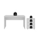 Ver imagem 6 de Conjunto Escrivaninha Office Mesa 120cm e Gaveteiro 3 Gavetas com Rodízios Cali Branco