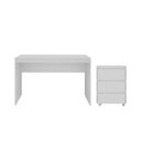 Ver imagem 2 de Conjunto Escrivaninha Office Mesa 120cm e Gaveteiro 3 Gavetas com Rodízios Cali Branco
