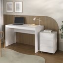 Ver imagem 1 de Conjunto Escrivaninha Office Mesa 120cm e Gaveteiro 3 Gavetas com Rodízios Cali Branco