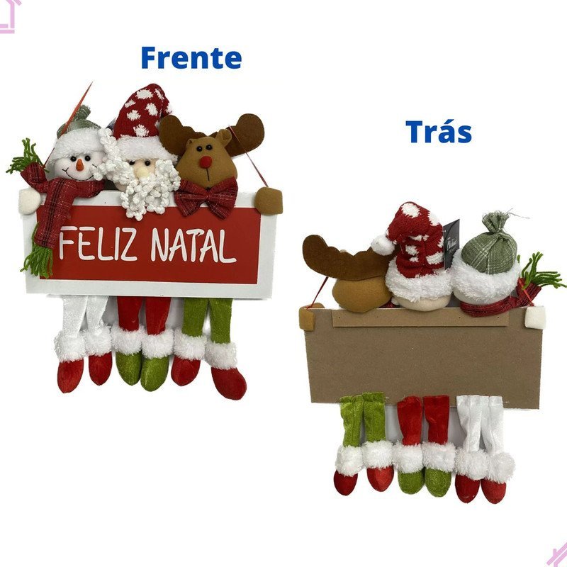 Trio De Placas Enfeite Natalino De Porta Ou Árvore De Natal Papai Noel Hou  Hou