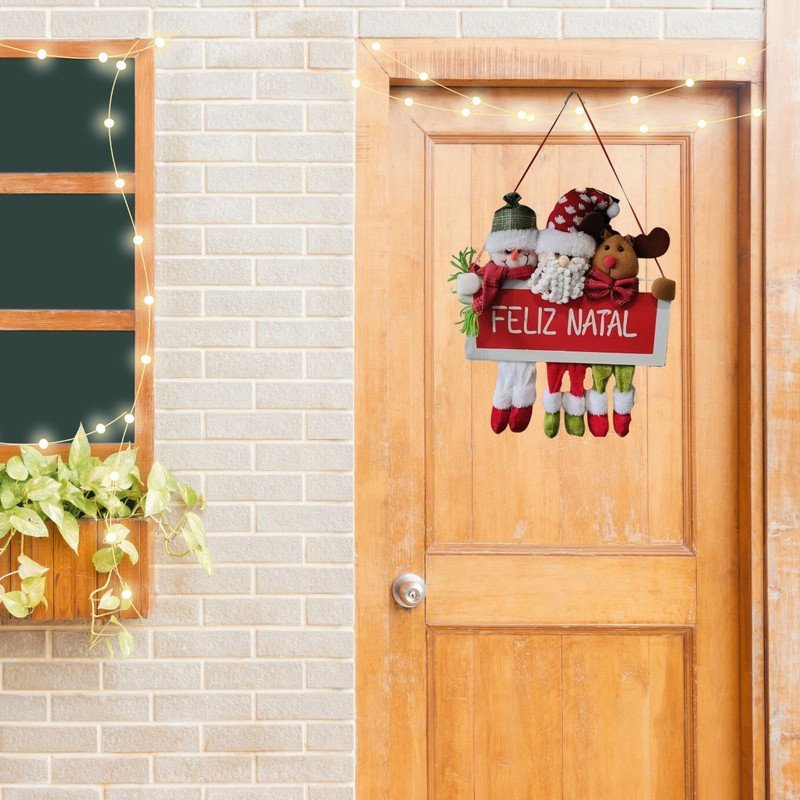 Trio De Placas Enfeite Natalino De Porta Ou Árvore De Natal Papai Noel Hou  Hou