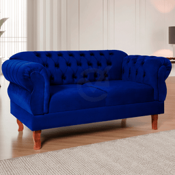 Namoradeira Chesterfield Elisabeth 2 Lugares Via Encanto Veludo Azul - 2