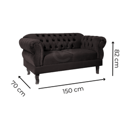 Namoradeira Chesterfield Elisabeth 2 Lugares Via Encanto Veludo Azul - 3