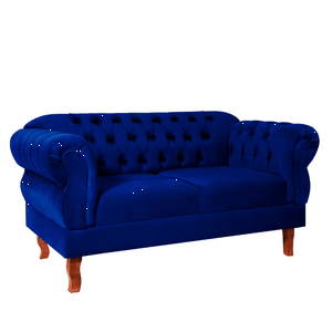 Namoradeira Chesterfield Elisabeth 2 Lugares Via Encanto Veludo Azul