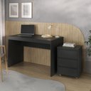 Ver imagem 1 de Conjunto Escrivaninha Office Mesa 120cm e Gaveteiro 3 Gavetas com Rodízios Cali Preto