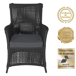 Poltrona Igapó Alumínio Micro Pintura Preta Corda Náutica Estofado 11 - 3 Poltrona Igapó Alumínio Micro Pintura Preta Corda Náutica Estofado 11 - 3