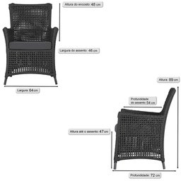 Poltrona Igapó Alumínio Micro Pintura Preta Corda Náutica Estofado 11 - 2 Poltrona Igapó Alumínio Micro Pintura Preta Corda Náutica Estofado 11 - 2