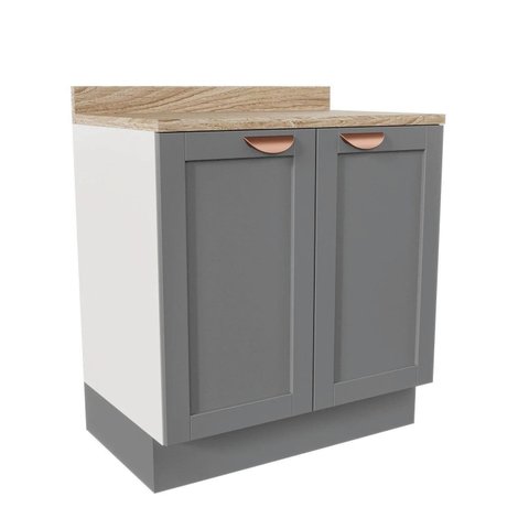 Balcão 2 Portas 80cm com Tampo Arizona CabeCasa MadeiraOriginals Branco/Cinza