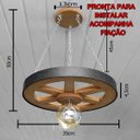 Ver imagem 2 de Luminária Roda de Carroça 1 Bocal 35 Cm Diâmetro 110/220 V