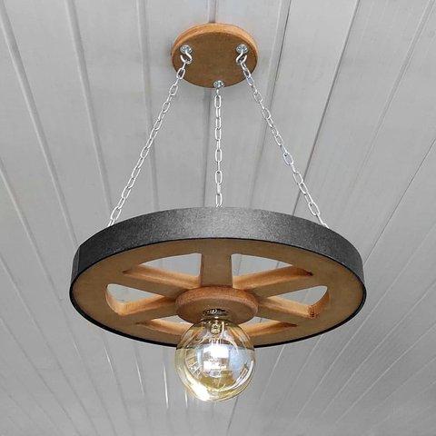 Luminária Roda de Carroça 1 Bocal 35 Cm Diâmetro 110/220 V