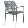 Kit 4 Cadeiras com Braços Empilhável Copacabana Fratini Aço Carbono Preto Trama Corda Náutica - 5