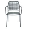 Kit 4 Cadeiras com Braços Empilhável Copacabana Fratini Aço Carbono Preto Trama Corda Náutica - 3
