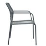 Kit 4 Cadeiras com Braços Empilhável Copacabana Fratini Aço Carbono Preto Trama Corda Náutica - 4