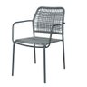 Kit 4 Cadeiras com Braços Empilhável Copacabana Fratini Aço Carbono Preto Trama Corda Náutica - 2