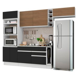 Cozinha Completa Safira com Armário e Balcão Preto Madesa