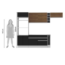 Cozinha Completa Safira com Armário e Balcão Preto Madesa - 9