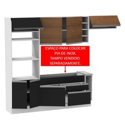 Cozinha Completa Safira com Armário e Balcão Preto Madesa - 3