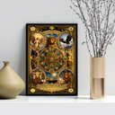 Ver imagem 1 de Quadro Carta Tarot Vintage - Roda da Fortuna 24x18cm - com Vidro:moldura Branca
