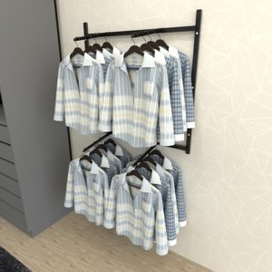 Arara de Roupas para Loja Quarto Closet 8 Peças Regulável 100x100 Cm Cor Preto Kit Clst1p18