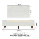 Ver imagem 3 de Rack Madesa Reims e Painel para TV até 55 Polegadas 2 Portas e 1 Gaveta Branco Cor:Branco