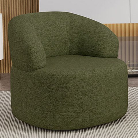 Poltrona Giratória Orgânica para Sala de Estar Living Helena L02 Linho Verde - Lyam Decor