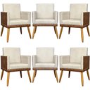Ver imagem 1 de Kit 6 Poltronas Decorativas para Escritório Lis Corino e Pé 30cm - Bege Suede Corino