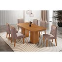 Ver imagem 1 de Conjunto: Mesa de Cozinha Maldivas C/ Tampo Madeirado Canto Curvo 180x90cm e 6 Cadeiras Maldivas
