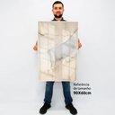 Ver imagem 2 de Quadro Decorativo Caixa Alta com Vidro Abstrato Mármore Branco Perolado TaColado Moldura Branca 90 x