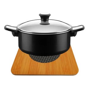 Descanso De Panela De Bambu Kit 4 Peças Protege Sua Mesa