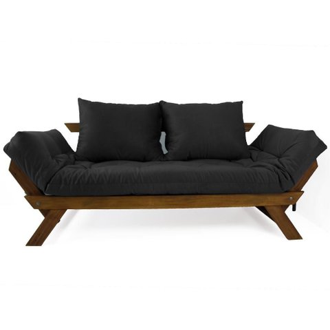Sofá Japão Futon Acquablock Madeira Cor Imbuia D33 - Preto
