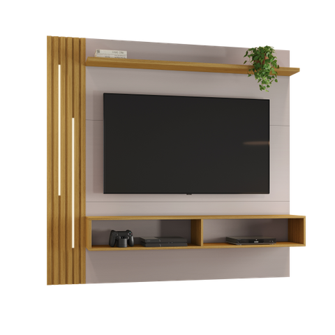 Painel Agrado para TV de até 65" com Luminárias LED e Nicho:Nature/Off
