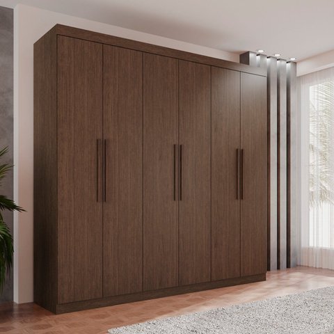 Guarda-Roupa Ubatuba Plus 6 Portas 3 Gavetas Marrom/New Canion