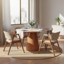 Ver imagem 1 de Mesa de Jantar Redonda para 4 Lugares 120cm Liz Base Cone Amadeirado Ccs