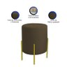 Puff Orgânico Veludo Thor com Pés de Ferro Dourado - 7 Decor Marrom - 3