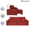 Ver imagem 4 de Sofá Cairo 2,32m Retrátil, Reclinável Tecido Suede Vermelho