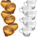 Ver imagem 1 de Jogo de Xícara Pires Madeira Mesa Posta Café da Manha