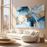 Quadro Decorativo Azul Marmore Modernos Elegantes para Sala de Estar Grande - 1